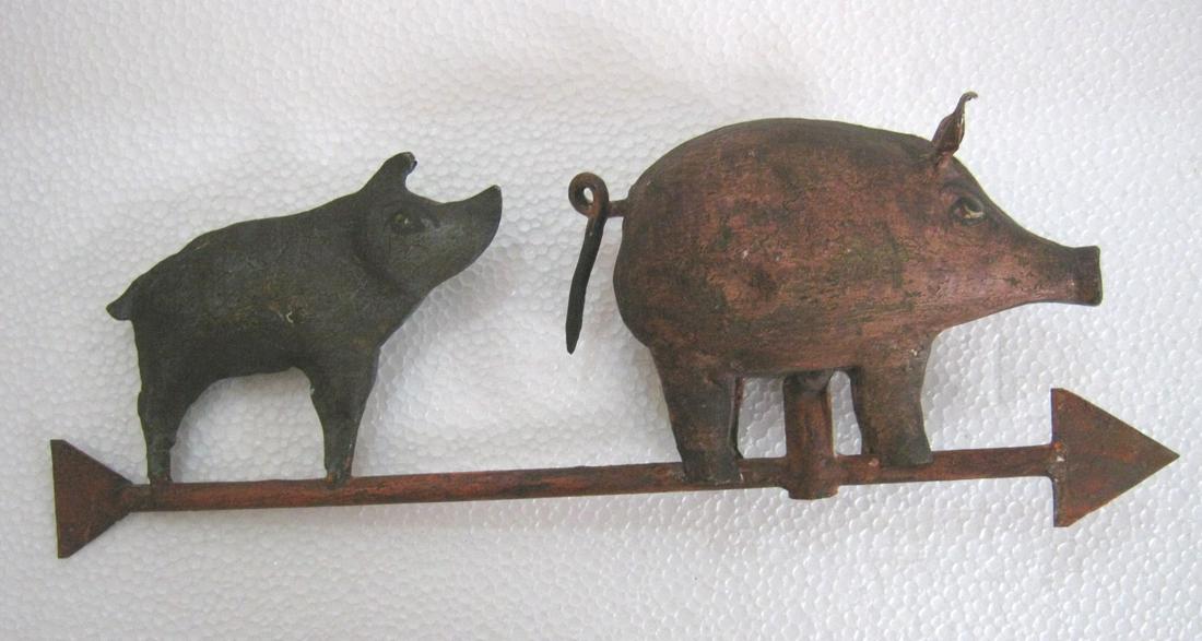 Iron two pigs weather vane (1 of 7)