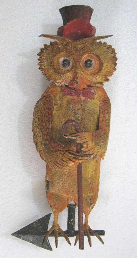 Iron Owl with hat and stick weathervane (1 of 11)