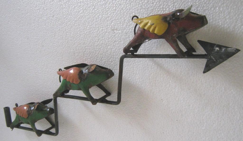 Three iron flying pigs weather vane (1 of 7)