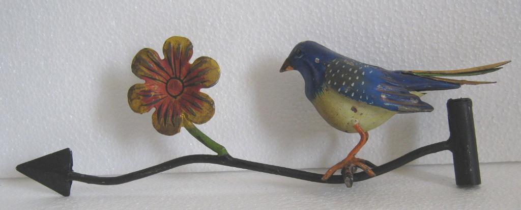 Iron bird and flower weather vane (1 of 7)