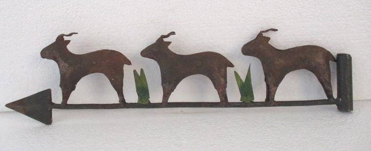 Iron three deer weathrvane: Iron three Deer Weather vane . Size : 4.25 x 15.60 x 0.60 inch .