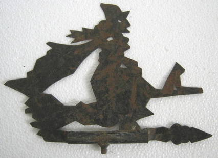 Iron Witch On Broom Weather Vane Cutout: Iron Witch On Broom Weather Vane Cutout . Size : 7.60 x 10.25 x 0.60 inch .