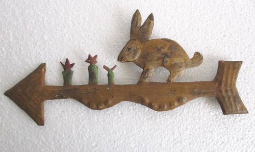 Iron Rabbit eating carrots weather vane: Iron Rabbit eating carrots weather vane . Size : 5.70 x 12.50 x 0.60 inch .