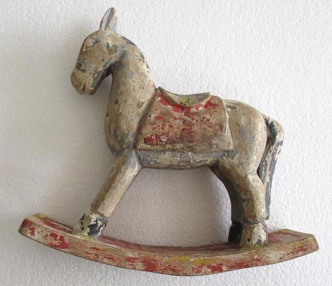 Wooden rocking horse , painted: Wooden rocking horse , painted . Size : 7.40 x 8.25 x 1.90 inch .