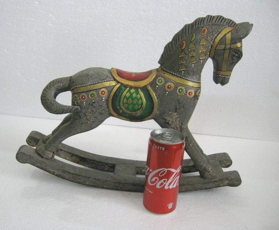 Wooden rocking horse , painted: Wooden rocking horse , painted . Size : 12.50 x 15.80 x 3.35 inch .