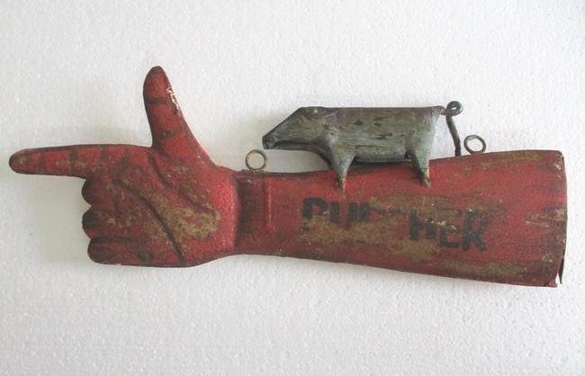Butcher hand direction trade advertisement sign , Pig (1 of 10)