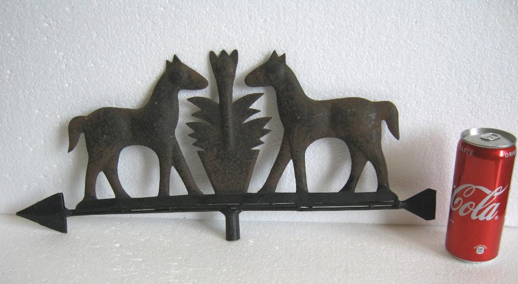 Iron twin horse weather vane embossed (1 of 7)