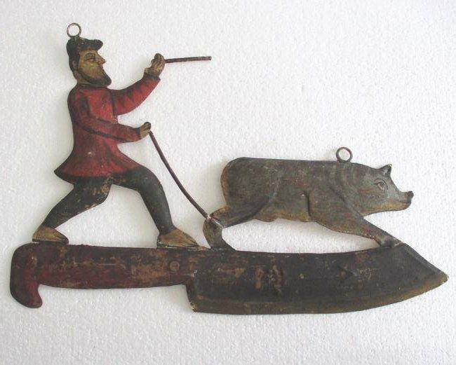 Butcher's trade store display advertisement sign . (1 of 7)