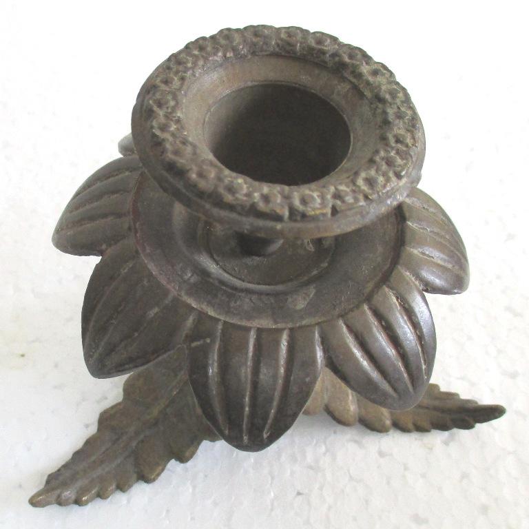 Bronze candle holder flower and leaves design (1 of 8)