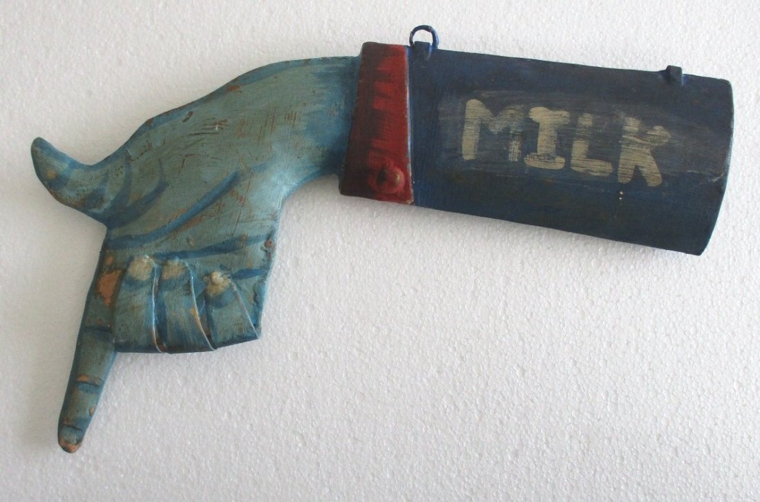 Hand direction milk advertisement trade sign (1 of 8)