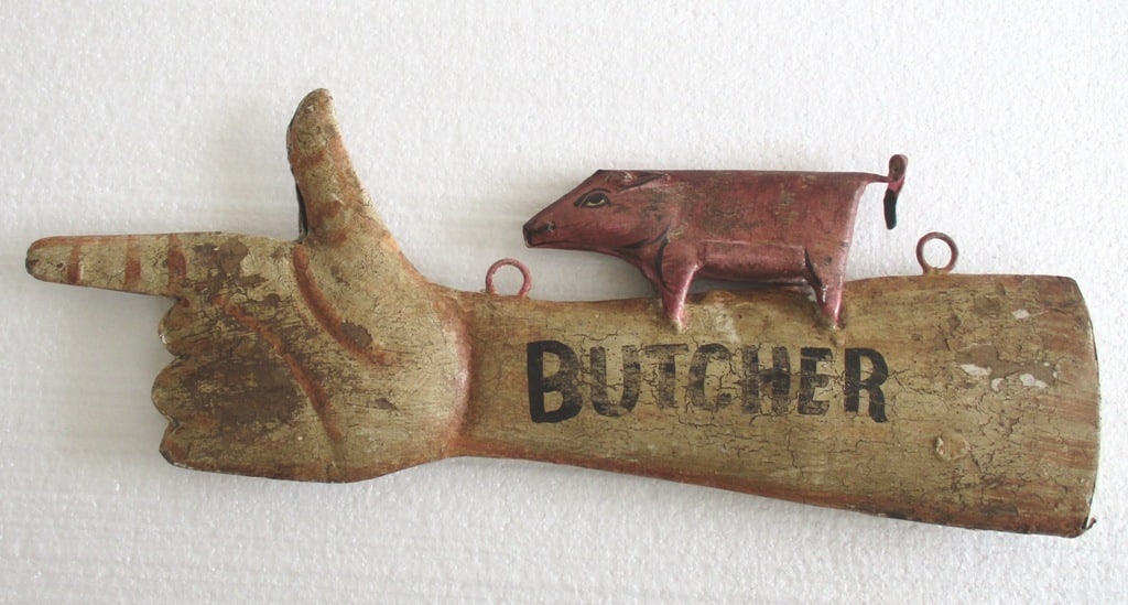 Butcher hand direction trade , store display advertisement sign (1 of 8)