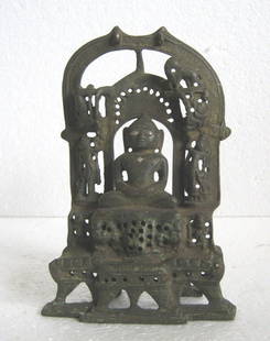 Bronze Buddha Jain Statue Deity silver eyes: Bronze Buddha Jain Statue Deity silver eyes , ancient text at back side . Size : 7.00 x 4.50 x 2.10 inch .