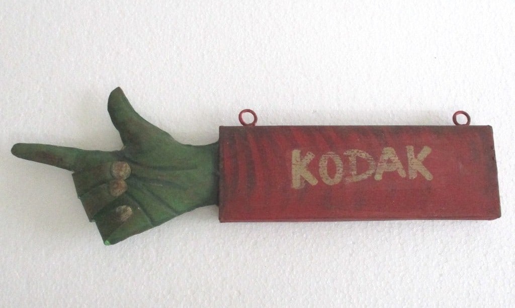 Iron hand direction trade advertisement sign Kodak (1 of 9)