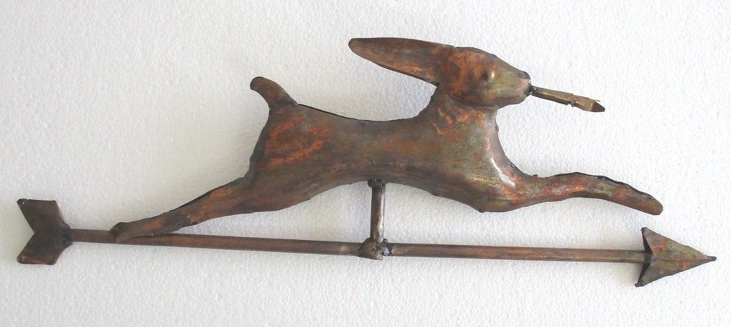 Copper running rabbit with carrot weather vane (1 of 7)