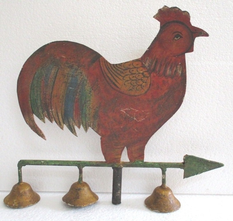 Iron Rooster with three bells weather vane (1 of 8)