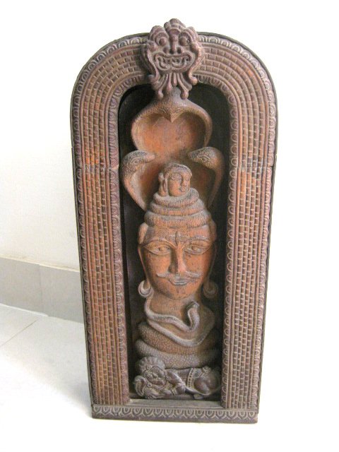 ANTIQUE OLD WOODEN CARVED SHIVA , INDIAN (1 of 7)