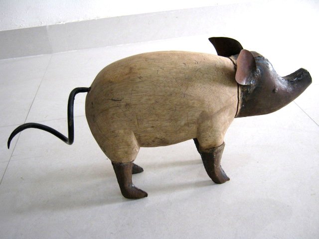 WOOD AND IRON WEATHERVANE PIG (1 of 7)