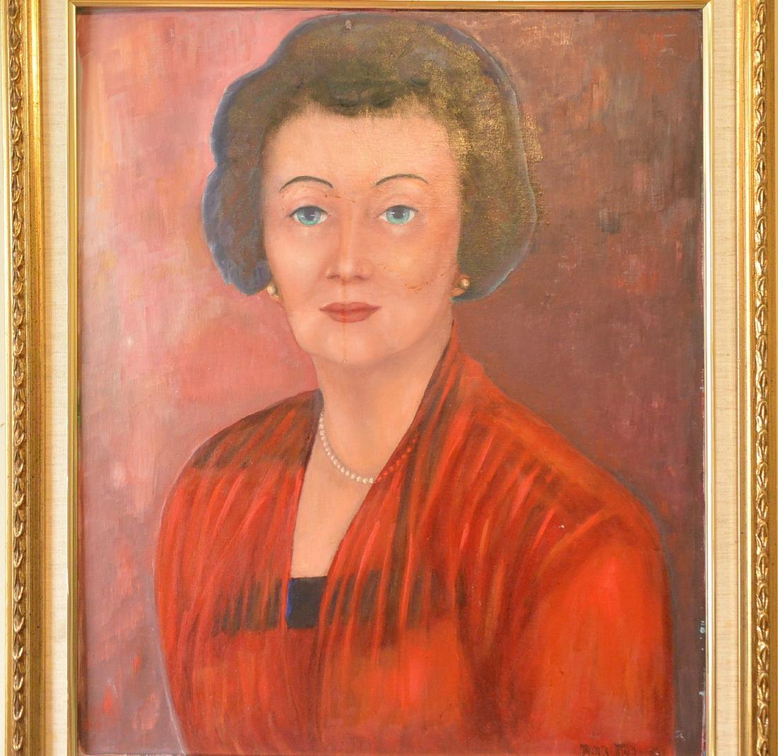 Vintage European-American Lady Portrait Oil Painting (1 of 9)