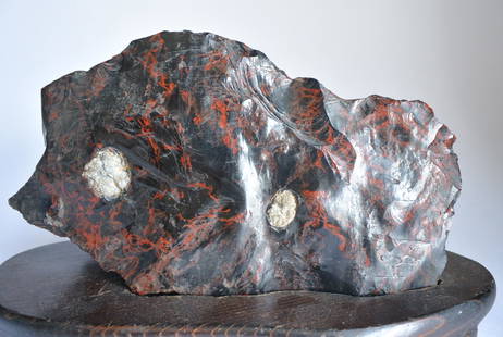 Piece of Blood stone Rough Pendent: A Piece of Blood stone Rough: the size of the auction, the net weight (excluding the base) Width: 17cm, high: 9.9cm thick: 4cm Weight: 636 grams.