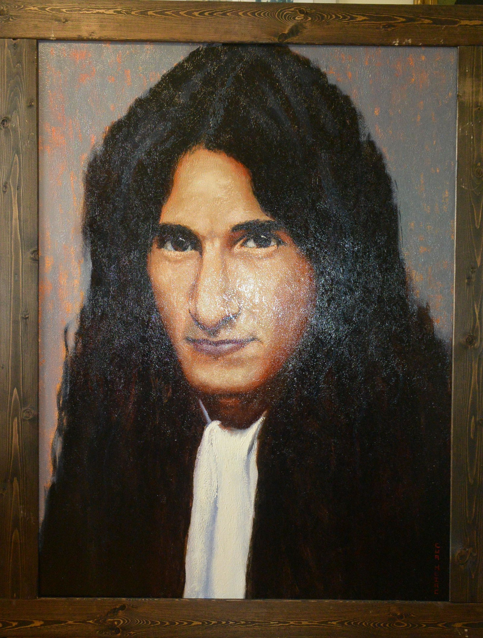 Signature oil painting - a portrait of a North American: Signature oil painting - a portrait of a North American celebrity, an oil painting painted on canvas with a signature at the bottom left. Source: north American antique dealer. Lot size: frame size: 1