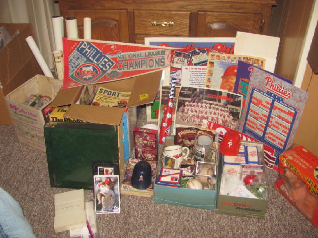 Phillies Baseball Collection: This consists of Penants, posters, baseball cards, photo cards, magazines, soda cans
