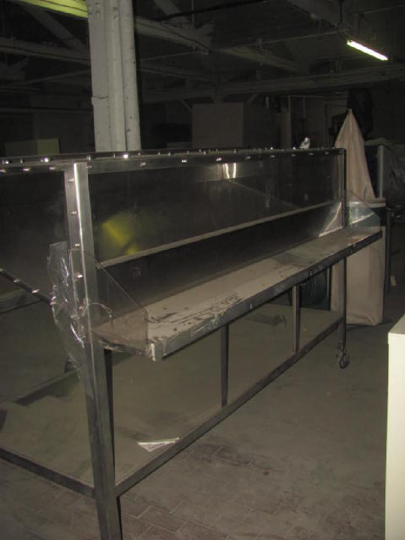 Stainless Steel Feeding Table: This sorting / feeding table is approx. 96" L, 47 1/2" w, and 62" high.