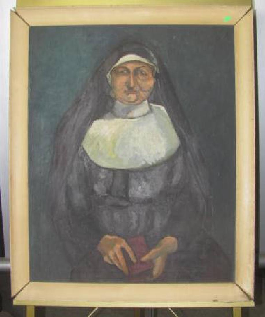 Oil On Canvas Nun: This is approx. 28x34