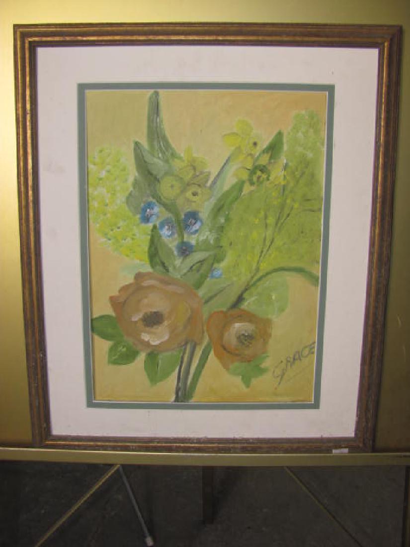Floral Oil on Canvas by Grace: This is approx. 18x22
