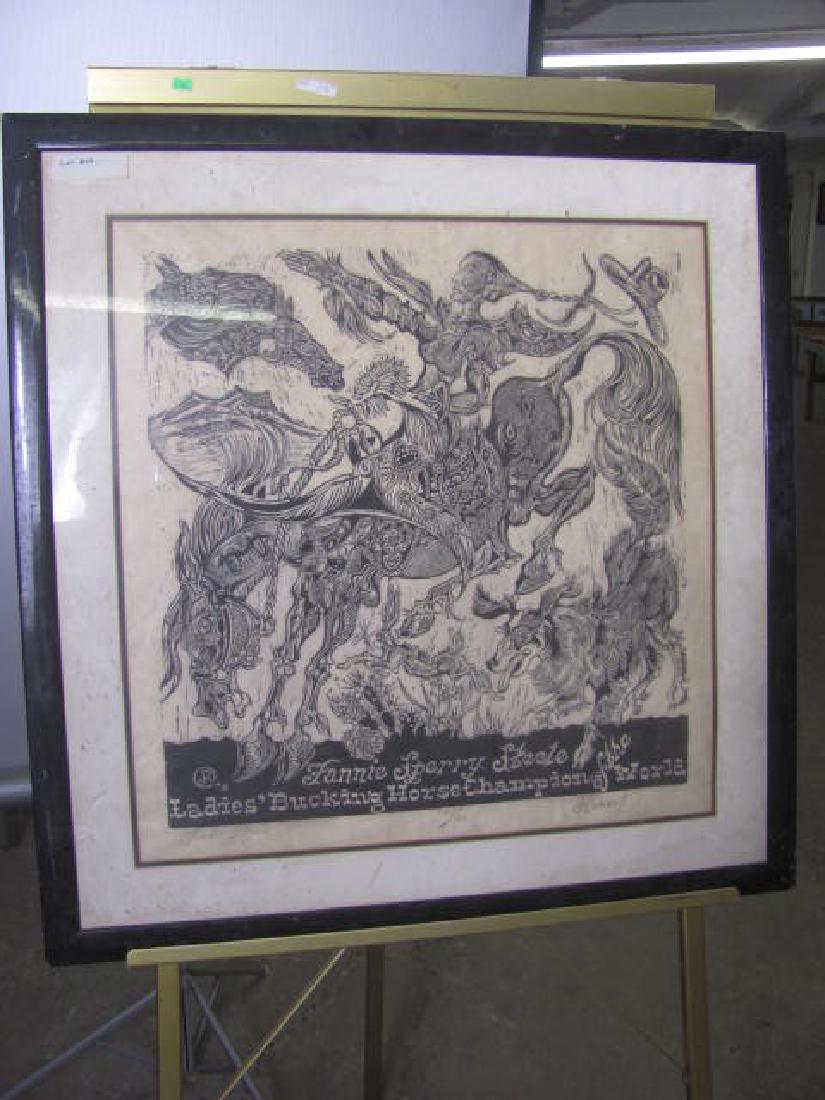 Fannie Steele Rummel: This is approx. 35x36 . Ladies Bucking Horse Champion of The World