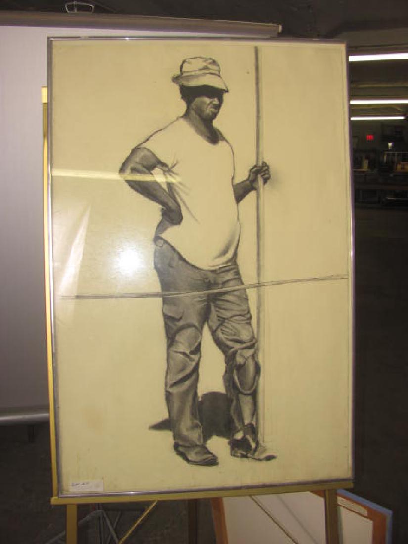 Charcoal Drawing: Can' Make out signature. It is approx. 27x41