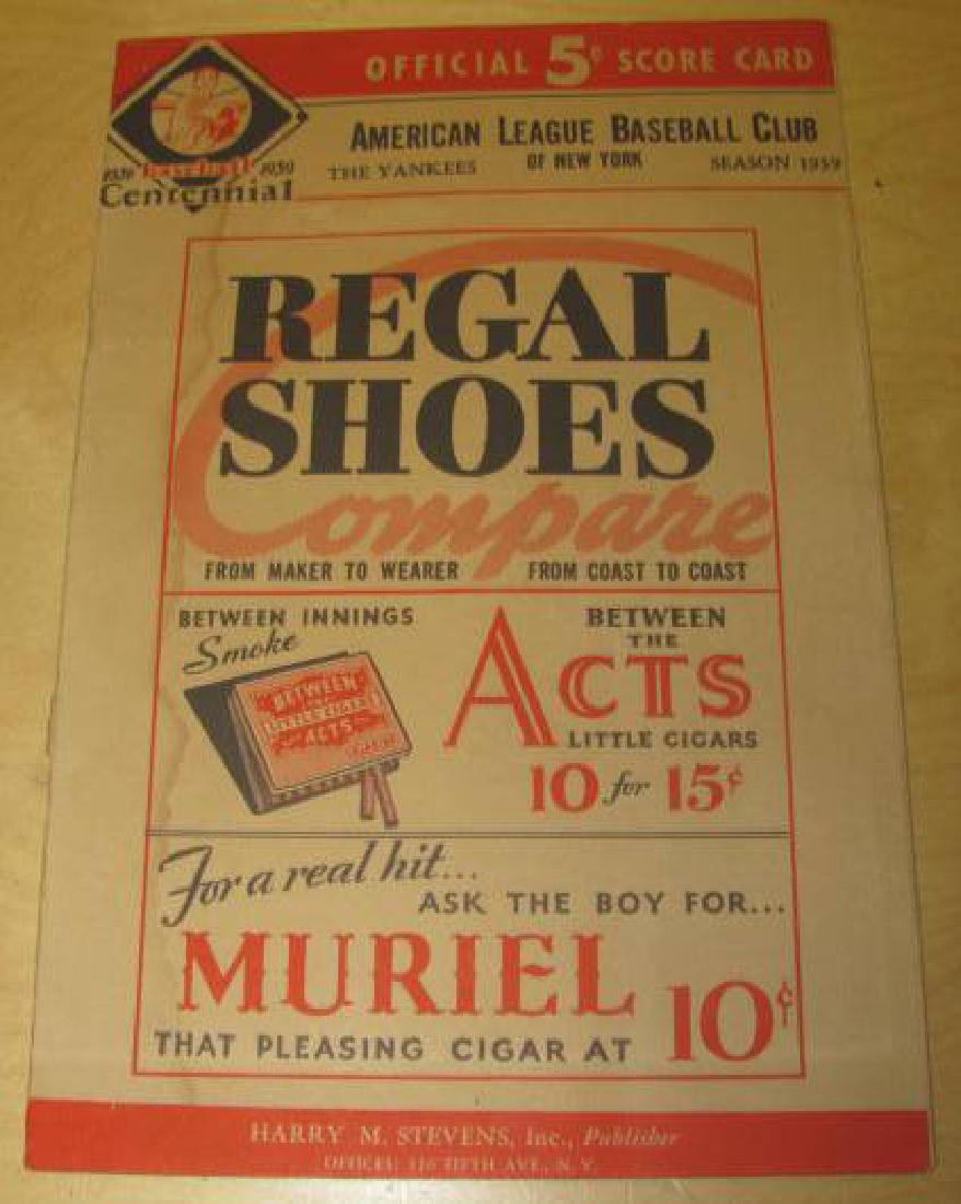 1939 NEW YORK YANKEES BASEBALL PROGRAM (1 of 5)