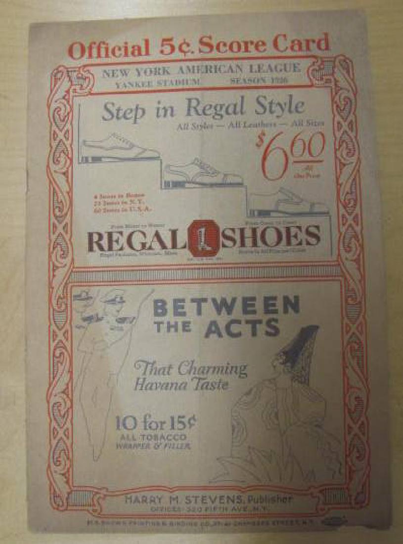 1926 New York Yankees Baseball Program (1 of 3)