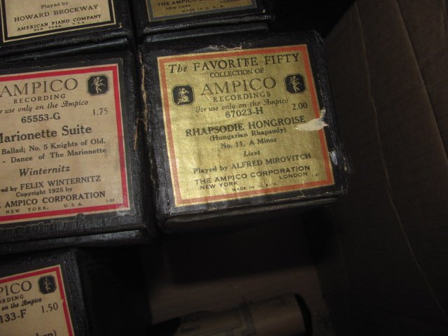 Ampico Player Piano Rolls: Box of Player Piano RollsApprox. 31 rolls