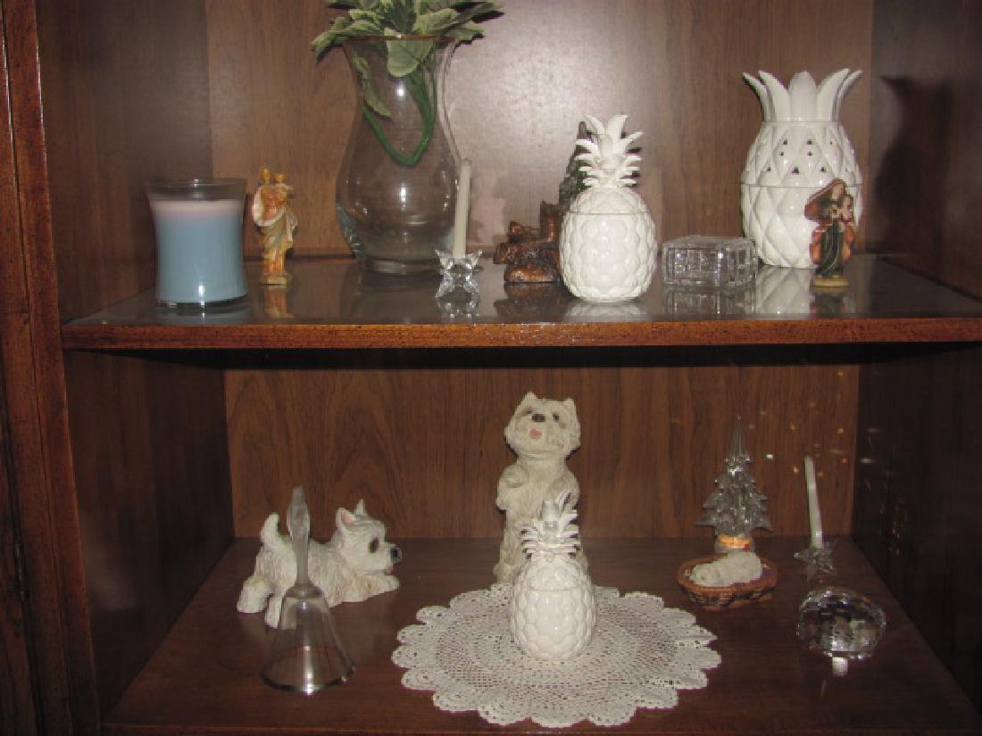 Contents of Breakfront: Contents only. Including Shell Lamp, & Coasters