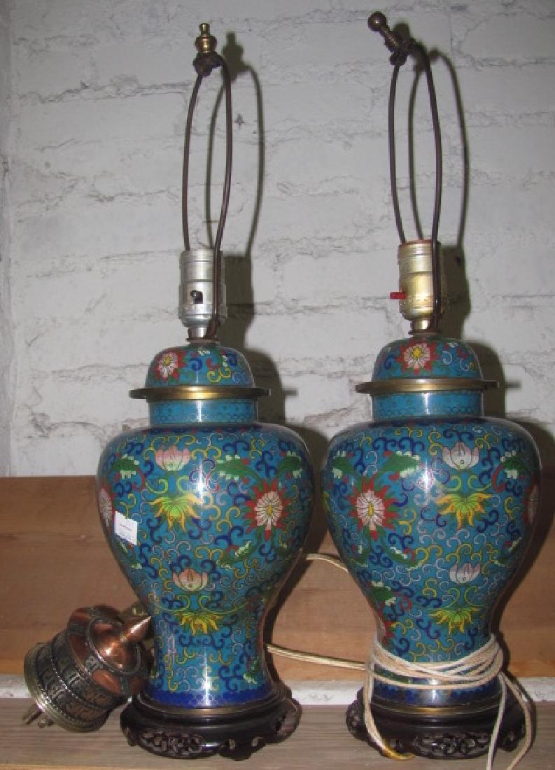 Oriental Enamel Lamps Lot (1 of 2)