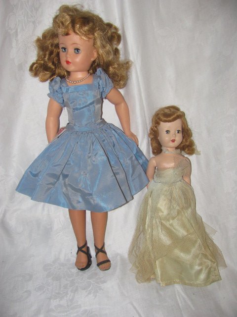 2 DOLL LOT REVLON IDEAL DOLL & MISC: Dolls are 14" & 21". One is just marked USA.