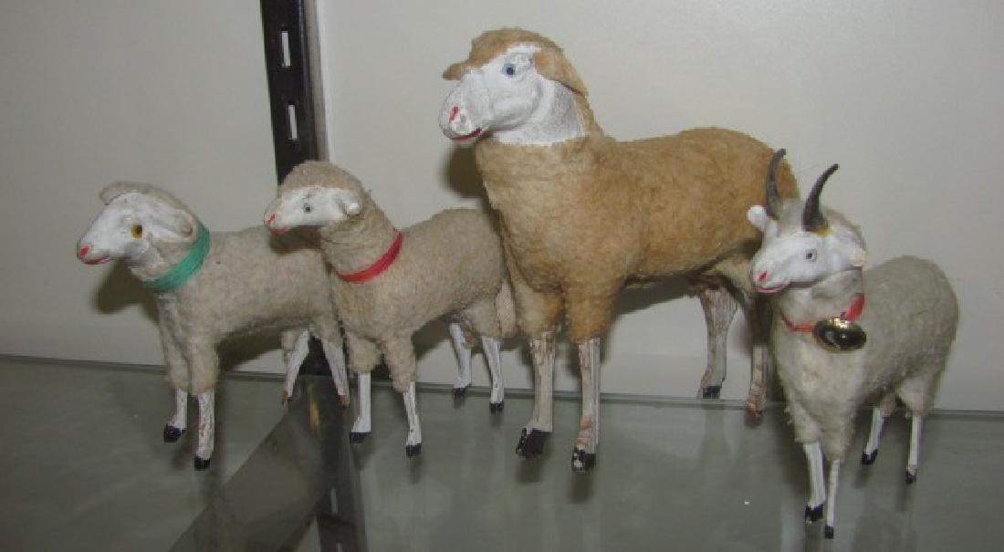 4 Antique Putz Wooly Sheep (1 of 1)