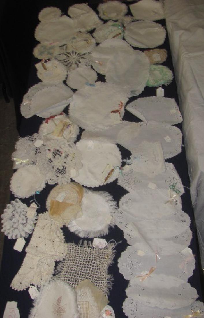 152 Doilies: Includes approx. 152 doilies. Including Lace, Linen, Damask, embroidered,& ones with fringe.