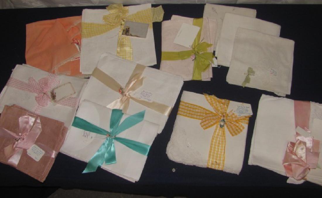 Napkin Lot w/ Damask: Damask Napkins, embroidered, monogram, & misc.
