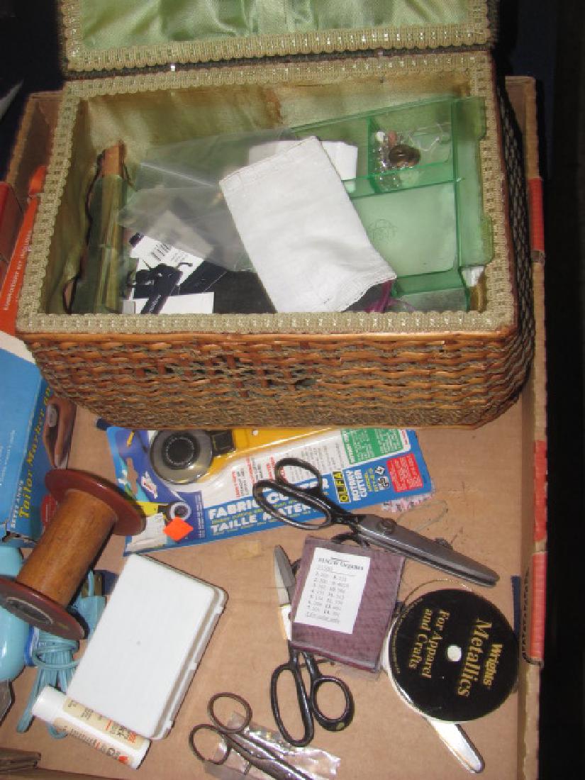 Sewing Lot: Sewing Lot . Basket has some damage