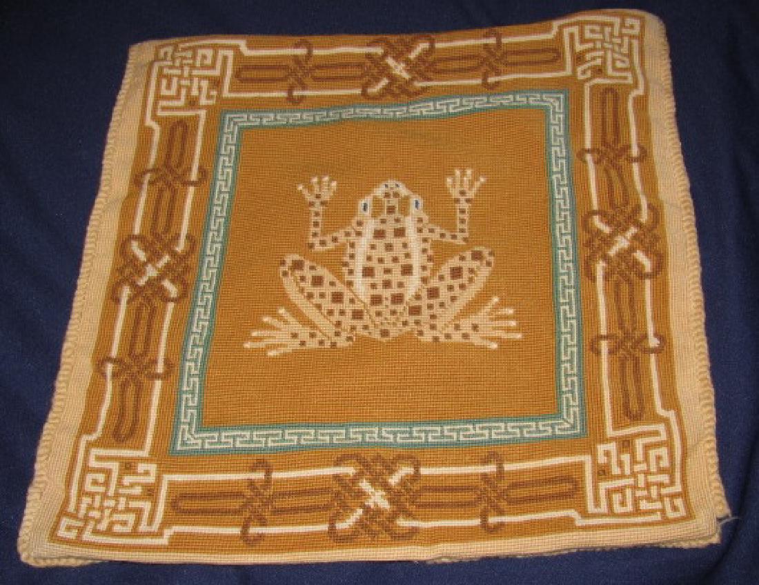 Needle Point Frog Pillow Case (1 of 4)