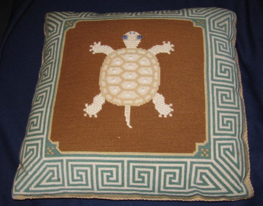 Turtle Needle Point Pillow (1 of 2)