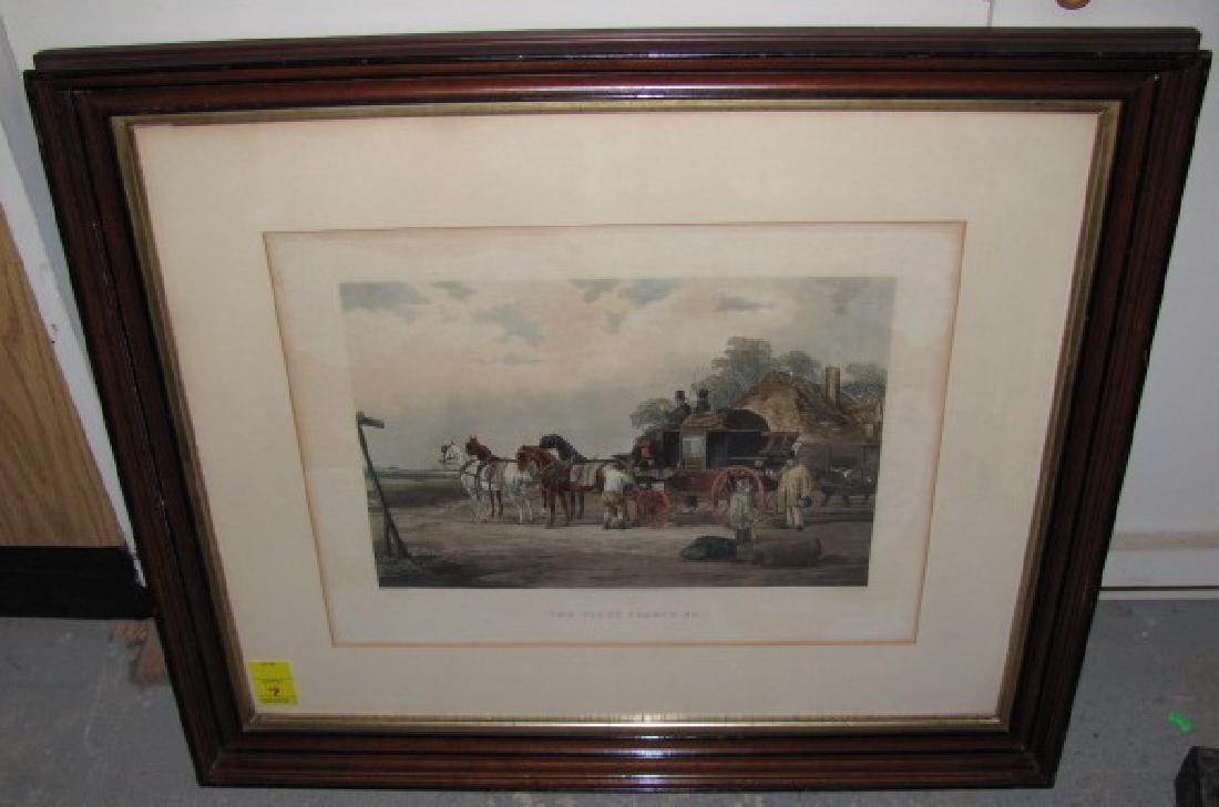 1863 R&A Ackermann Stage Coach Print: Approx. 25 1/2" x 30". Engraved by J Harris