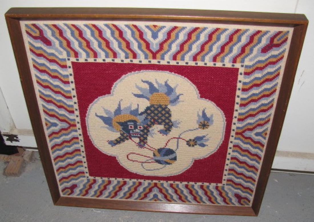 Framed Foo Dog Needlepoint (1 of 2)