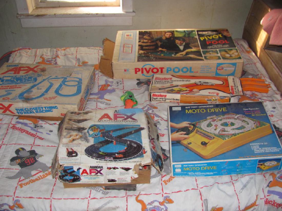 Slot Car Track & Games: Included is Aurora track, Sears Moto Drive, Pivot Pool, & Sizzlers Speed Brake