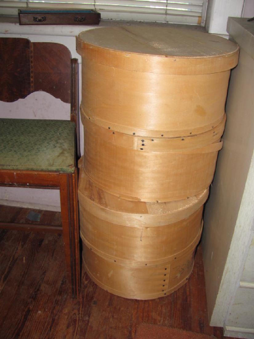 4 Dufeck's Wooden Boxes: Approx. 8" tall & 16" in diameter.