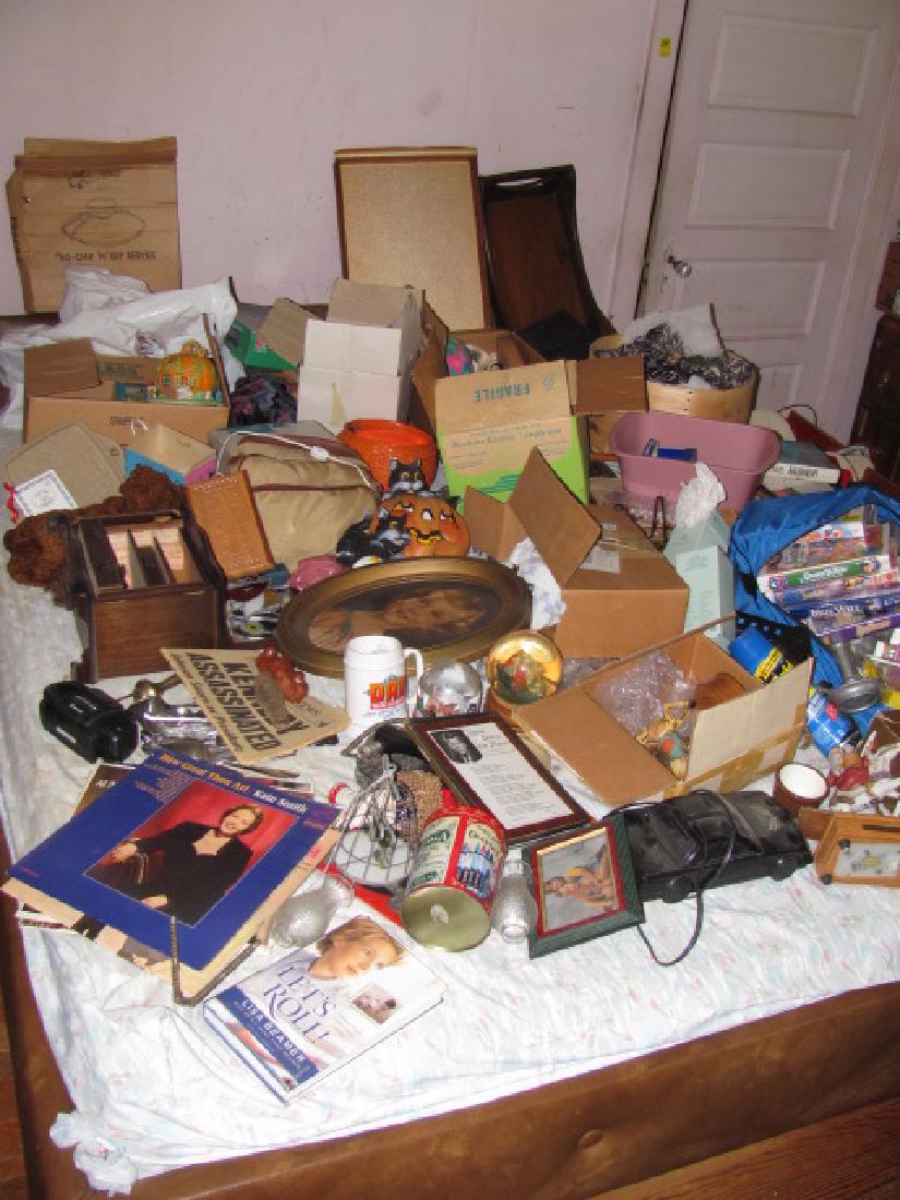 Bed & Contents: Getting everything on bed. Don't have to take all. Just what you want.