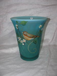 Hand Painted Bird Fenton Vase