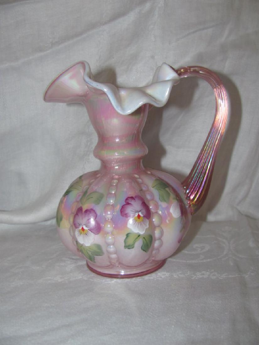 Fenton Glass hand Painted Ruffled Pitcher (1 of 4)
