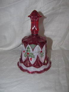 2 Fenton Bells: Christmas Day 1996 and hand painted / signed bell.